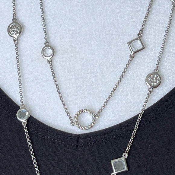 Lia Sophia Sultry Cut Crystals & Silver Rings Long Necklace - Picture 4 of 5